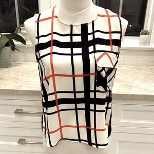 Zara Sleeveless Printed Plaid Top Size S